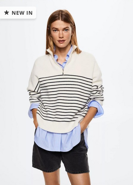 Mango - navy Striped knit sweater